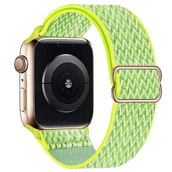 For Apple Watch 46mm / 49mm / 45mm / 44mm Kalebol Eight Buckle Wavy Braided Nylon Watch Band(Bright Green)