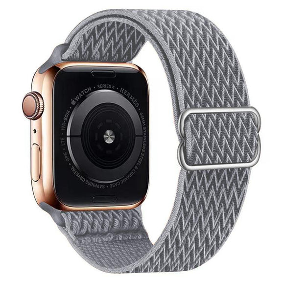 For Apple Watch 46mm / 49mm / 45mm / 44mm Kalebol Eight Buckle Wavy Braided Nylon Watch Band(Light Grey)