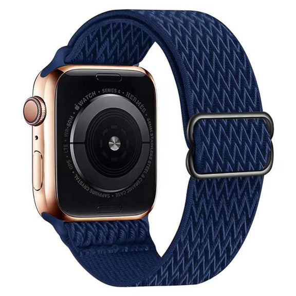 For Apple Watch 46mm / 49mm / 45mm / 44mm Kalebol Eight Buckle Wavy Braided Nylon Watch Band(Dark Blue)