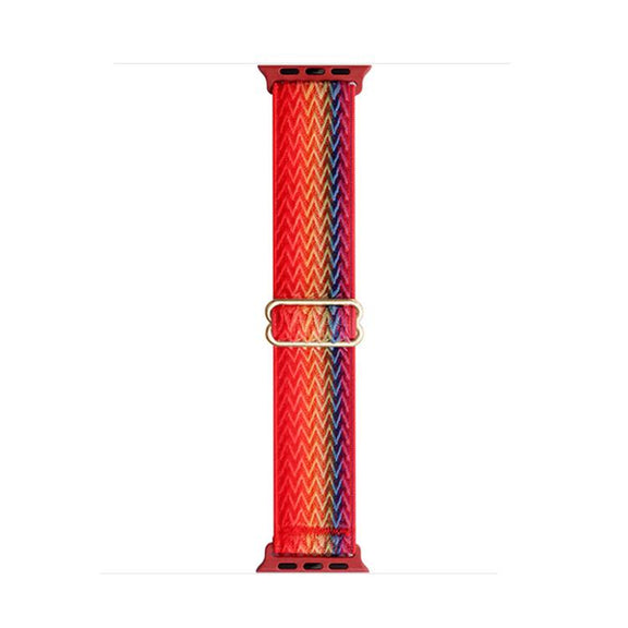 For Apple Watch 42mm / 41mm / 40mm / 38mm Kalebol Eight Buckle Wavy Braided Nylon Watch Band(Rainbow)