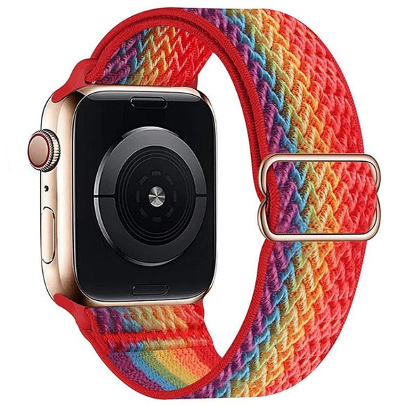 For Apple Watch 42mm / 41mm / 40mm / 38mm Kalebol Eight Buckle Wavy Braided Nylon Watch Band(Rainbow)