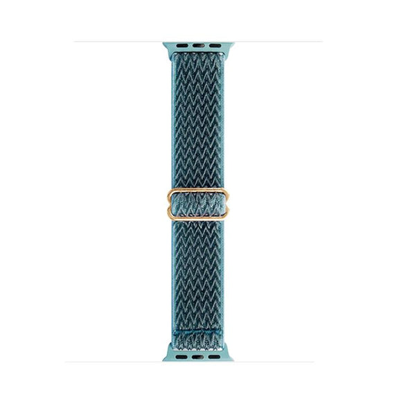 For Apple Watch 42mm / 41mm / 40mm / 38mm Kalebol Eight Buckle Wavy Braided Nylon Watch Band(Emerald Green)