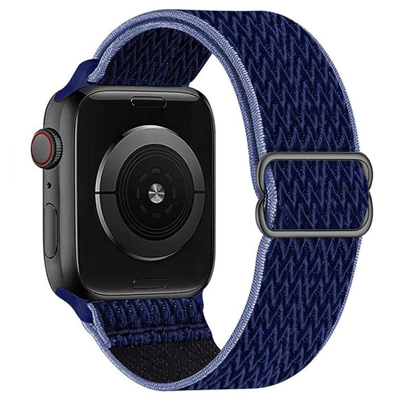 For Apple Watch 42mm / 41mm / 40mm / 38mm Kalebol Eight Buckle Wavy Braided Nylon Watch Band(Navy Blue)