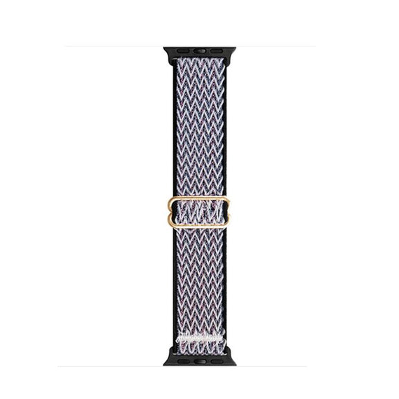 For Apple Watch 42mm / 41mm / 40mm / 38mm Kalebol Eight Buckle Wavy Braided Nylon Watch Band(Black Grey)