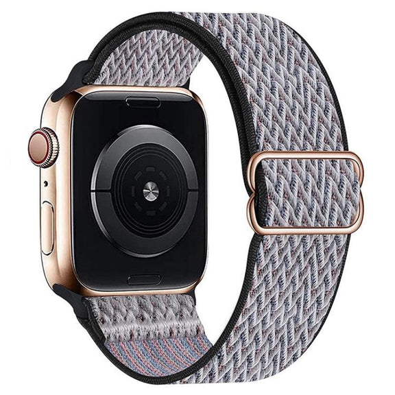For Apple Watch 42mm / 41mm / 40mm / 38mm Kalebol Eight Buckle Wavy Braided Nylon Watch Band(Black Grey)