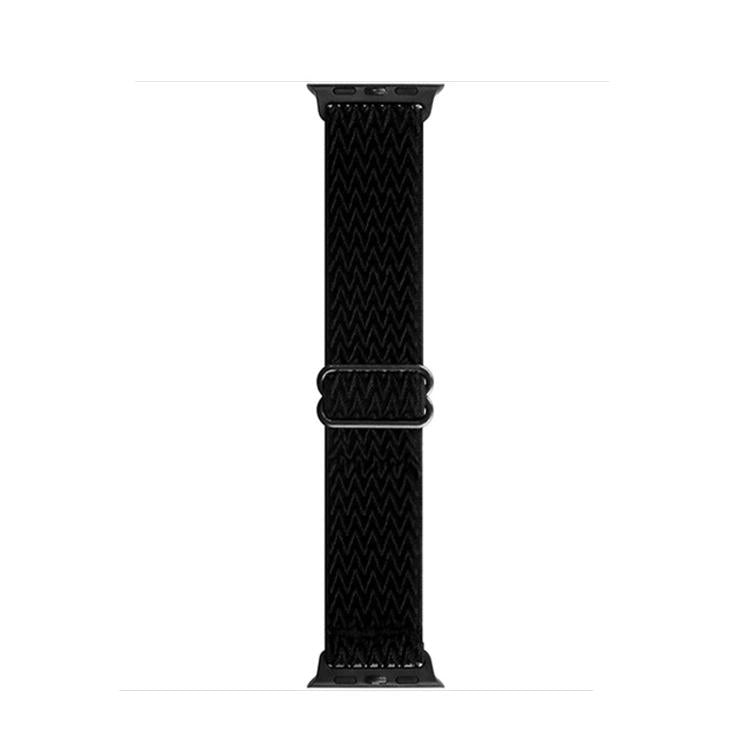 For Apple Watch 42mm / 41mm / 40mm / 38mm Kalebol Eight Buckle Wavy Braided Nylon Watch Band(Black)