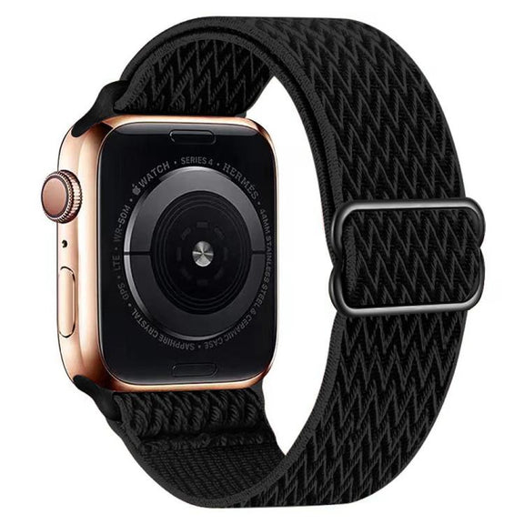 For Apple Watch 42mm / 41mm / 40mm / 38mm Kalebol Eight Buckle Wavy Braided Nylon Watch Band(Black)