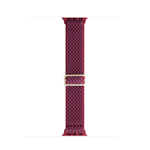 For Apple Watch 42mm / 41mm / 40mm / 38mm Kalebol Eight Buckle Wavy Braided Nylon Watch Band(Wine Red)