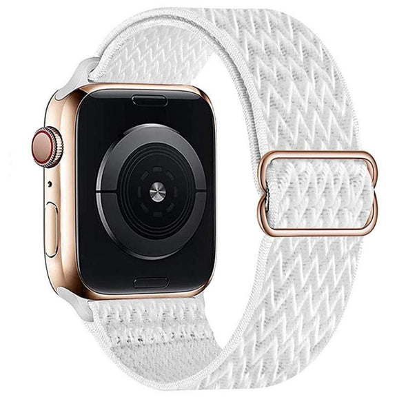 For Apple Watch 42mm / 41mm / 40mm / 38mm Kalebol Eight Buckle Wavy Braided Nylon Watch Band(Bright White)