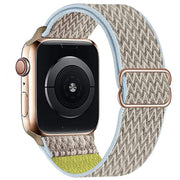 For Apple Watch 42mm / 41mm / 40mm / 38mm Kalebol Eight Buckle Wavy Braided Nylon Watch Band(Apricot)