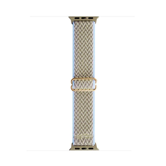 For Apple Watch 42mm / 41mm / 40mm / 38mm Kalebol Eight Buckle Wavy Braided Nylon Watch Band(Apricot)