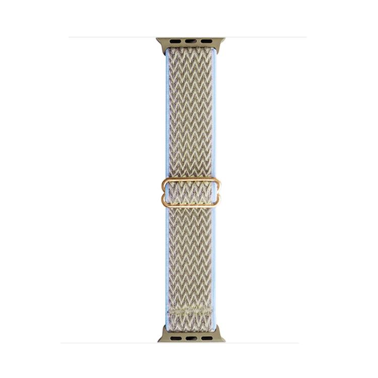 For Apple Watch 42mm / 41mm / 40mm / 38mm Kalebol Eight Buckle Wavy Braided Nylon Watch Band(Apricot)