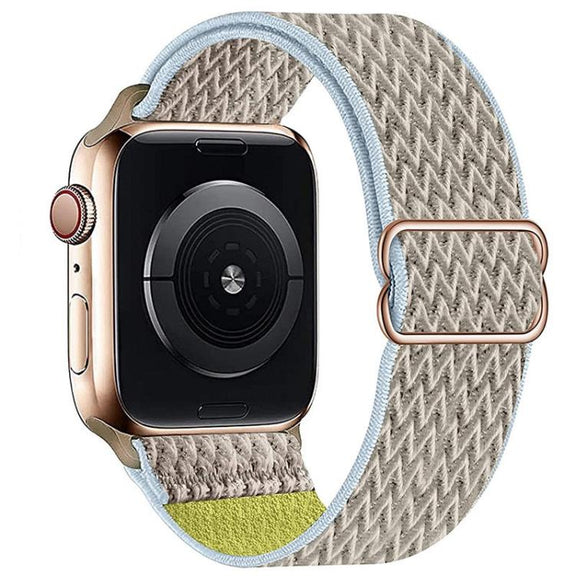 For Apple Watch 42mm / 41mm / 40mm / 38mm Kalebol Eight Buckle Wavy Braided Nylon Watch Band(Apricot)