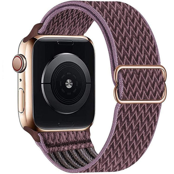 For Apple Watch 42mm / 41mm / 40mm / 38mm Kalebol Eight Buckle Wavy Braided Nylon Watch Band(Grey Purple)
