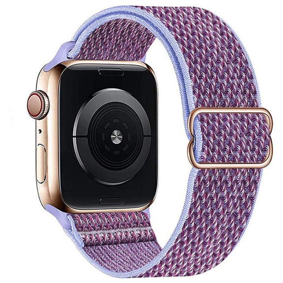For Apple Watch 42mm / 41mm / 40mm / 38mm Kalebol Eight Buckle Wavy Braided Nylon Watch Band(Purple)