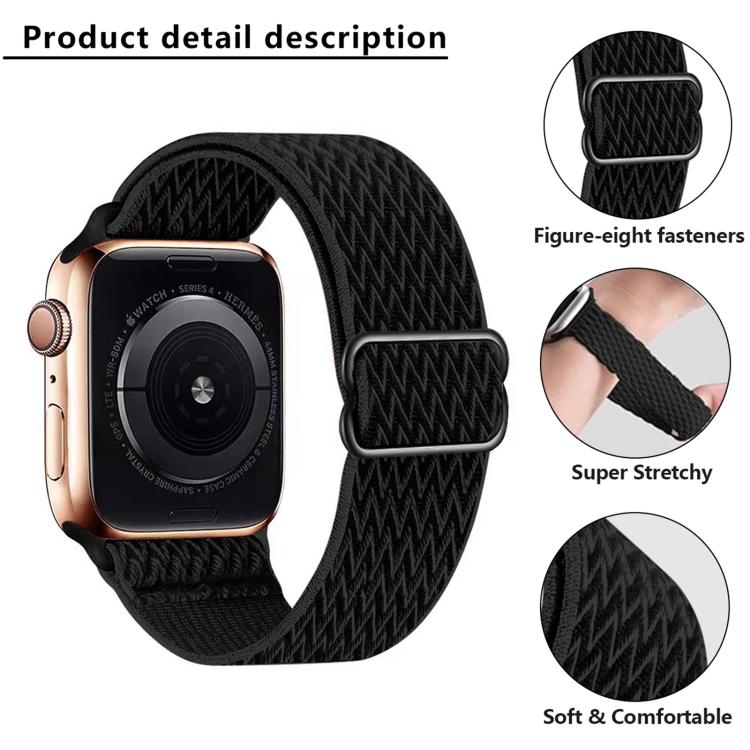 For Apple Watch 42mm / 41mm / 40mm / 38mm Kalebol Eight Buckle Wavy Braided Nylon Watch Band(Bright White)