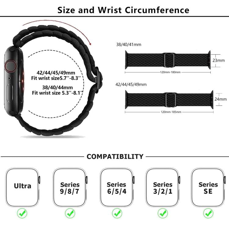 For Apple Watch 42mm / 41mm / 40mm / 38mm Kalebol Eight Buckle Wavy Braided Nylon Watch Band(Rainbow)