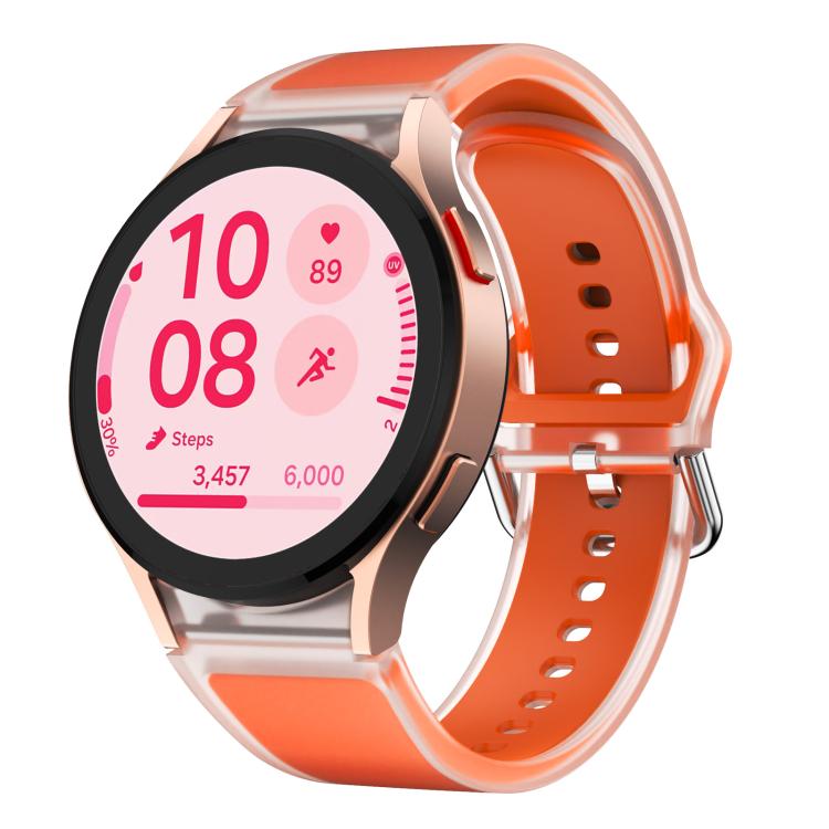 For Samsung Galaxy Watch 7  / 6 / 5 / 4 Kalebol Glacier Transparent Silicone Watch Band(Orange) - free shipping - PMc TechLife - Order now!