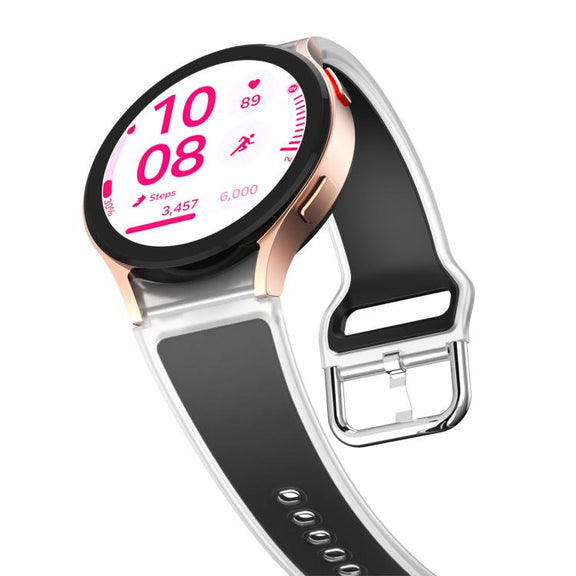 For Samsung Galaxy Watch 7  / 6 / 5 / 4 Kalebol Glacier Transparent Silicone Watch Band(Black)