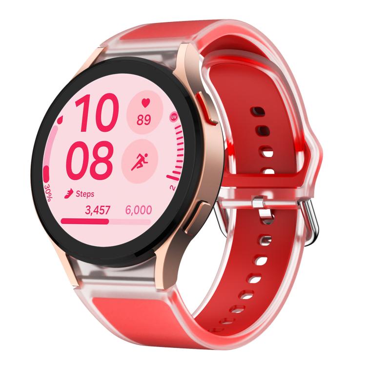 For Samsung Galaxy Watch 7  / 6 / 5 / 4 Kalebol Glacier Transparent Silicone Watch Band(Red) - free shipping - PMc TechLife - Order now!