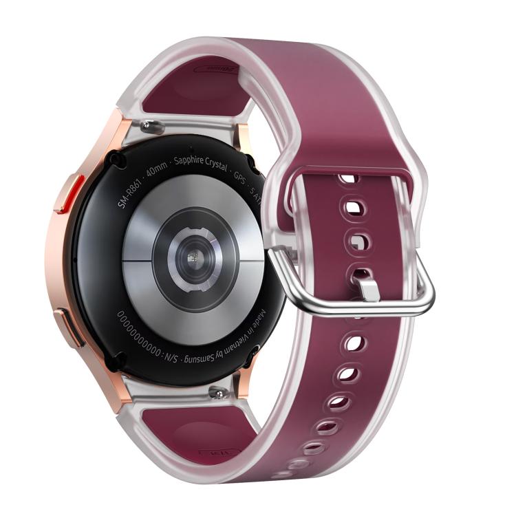 For Samsung Galaxy Watch 7  / 6 / 5 / 4 Kalebol Glacier Transparent Silicone Watch Band(Wine Red)
