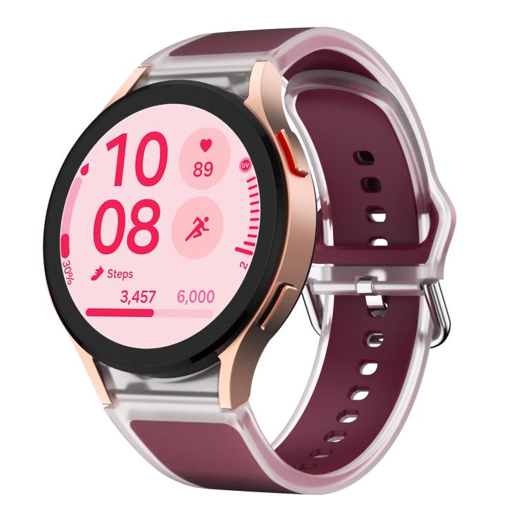 For Samsung Galaxy Watch 7  / 6 / 5 / 4 Kalebol Glacier Transparent Silicone Watch Band(Wine Red) - free shipping - PMc TechLife - Order now!