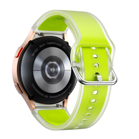 For Samsung Galaxy Watch 7  / 6 / 5 / 4 Kalebol Glacier Transparent Silicone Watch Band(Lime)