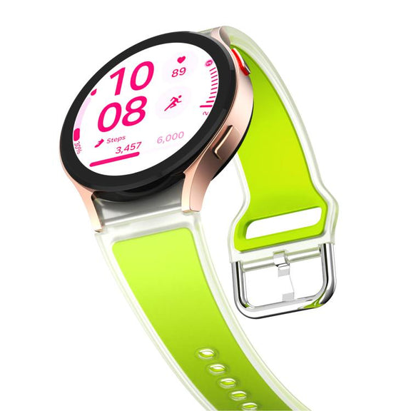 For Samsung Galaxy Watch 7  / 6 / 5 / 4 Kalebol Glacier Transparent Silicone Watch Band(Lime)