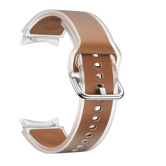 For Samsung Galaxy Watch 7  / 6 / 5 / 4 Kalebol Glacier Transparent Silicone Watch Band(Dark Brown)
