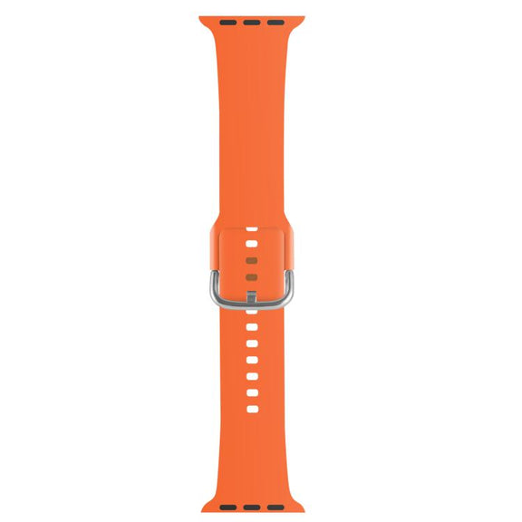 For Apple Watch 46mm / 49mm / 45mm / 44mm Kalebol Metal Pin Buckle Silicone Watch Band(Orange)