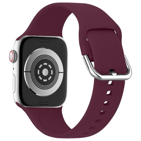 For Apple Watch 46mm / 49mm / 45mm / 44mm Kalebol Metal Pin Buckle Silicone Watch Band(Wine Red)