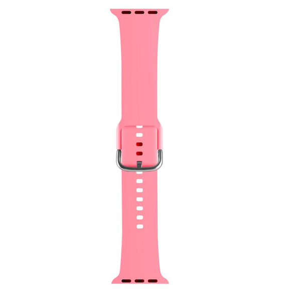 For Apple Watch 46mm / 49mm / 45mm / 44mm Kalebol Metal Pin Buckle Silicone Watch Band(Bright Pink)