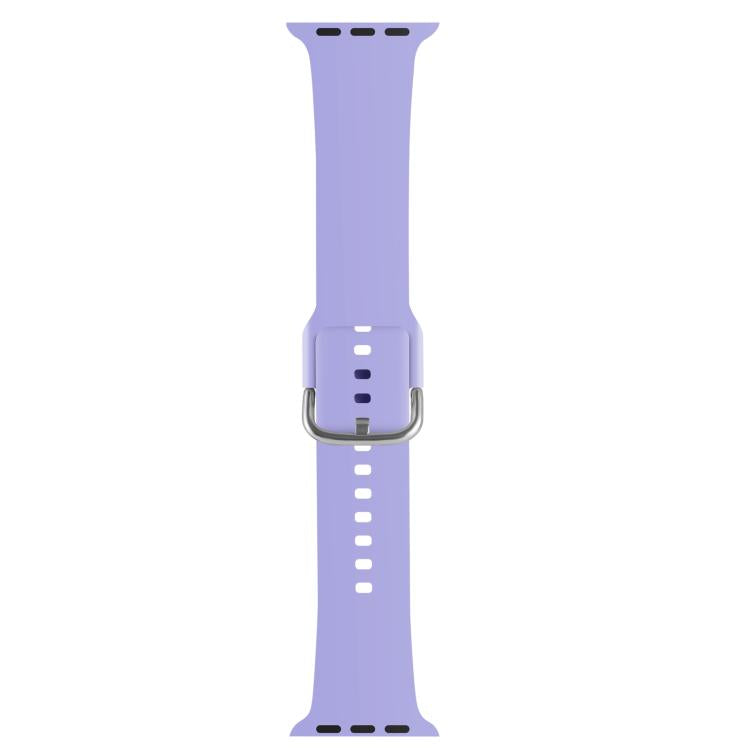 For Apple Watch 46mm / 49mm / 45mm / 44mm Kalebol Metal Pin Buckle Silicone Watch Band(Light Purple)