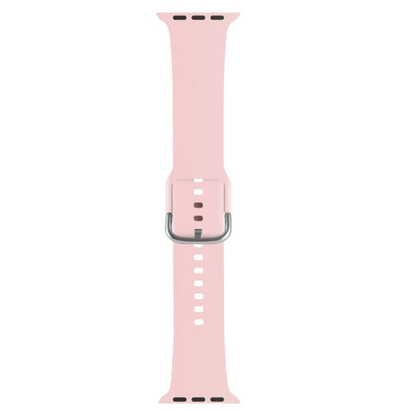 For Apple Watch 46mm / 49mm / 45mm / 44mm Kalebol Metal Pin Buckle Silicone Watch Band(Light Pink)
