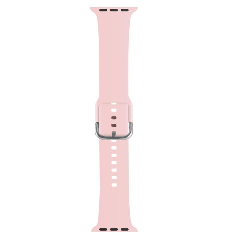 For Apple Watch 46mm / 49mm / 45mm / 44mm Kalebol Metal Pin Buckle Silicone Watch Band(Light Pink)