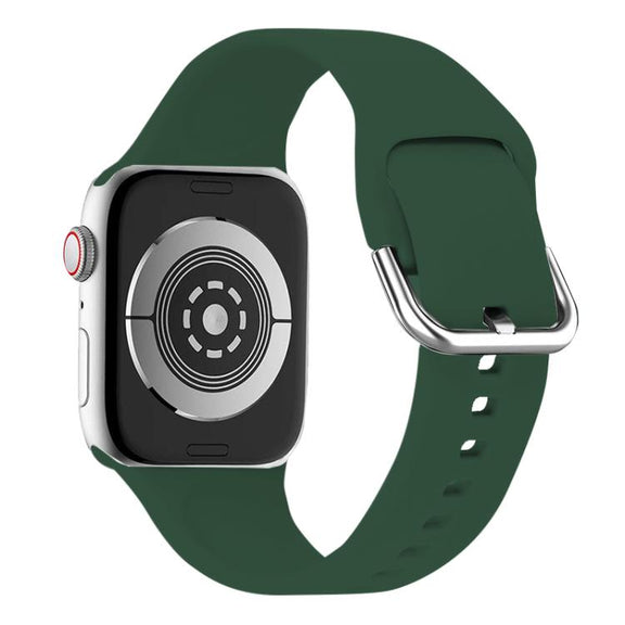 For Apple Watch 46mm / 49mm / 45mm / 44mm Kalebol Metal Pin Buckle Silicone Watch Band(Dark Green)