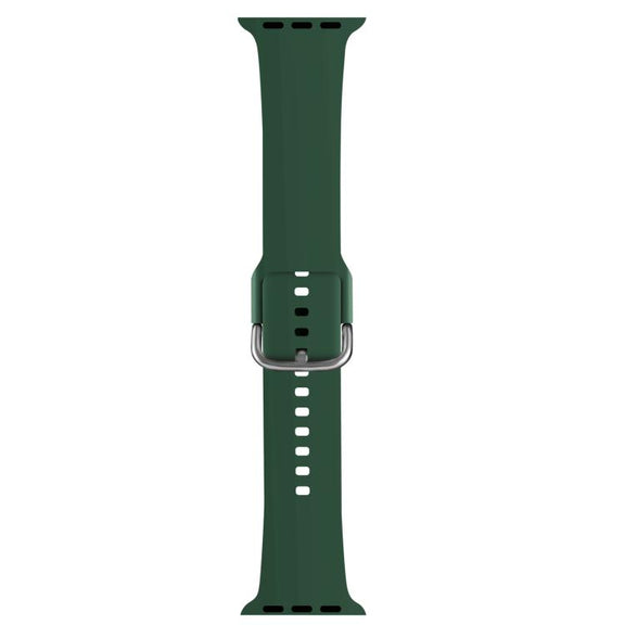For Apple Watch 46mm / 49mm / 45mm / 44mm Kalebol Metal Pin Buckle Silicone Watch Band(Dark Green)