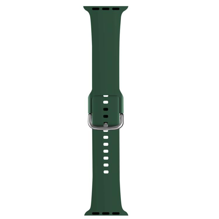For Apple Watch 46mm / 49mm / 45mm / 44mm Kalebol Metal Pin Buckle Silicone Watch Band(Dark Green)