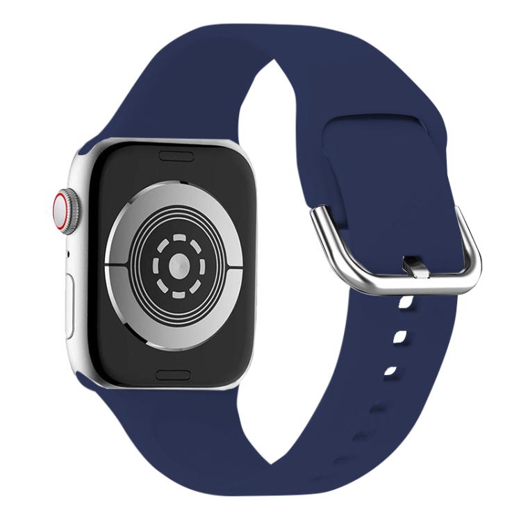 For Apple Watch 46mm / 49mm / 45mm / 44mm Kalebol Metal Pin Buckle Silicone Watch Band(Dark Blue)