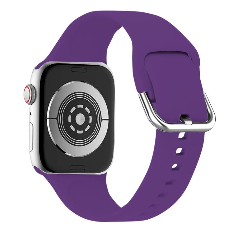 For Apple Watch 46mm / 49mm / 45mm / 44mm Kalebol Metal Pin Buckle Silicone Watch Band(Dark Purple)