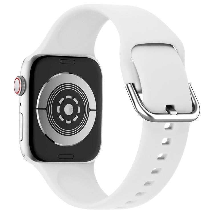 For Apple Watch 42mm / 41mm / 40mm / 38mm Kalebol Metal Pin Buckle Silicone Watch Band(White) - Watch Bands by Kalebol | Online Shopping South Africa | PMC TechLife | Buy Now Pay Later Mobicred