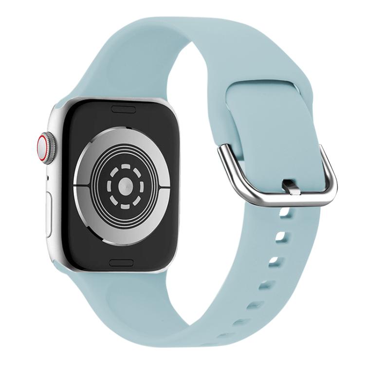 For Apple Watch 42mm / 41mm / 40mm / 38mm Kalebol Metal Pin Buckle Silicone Watch Band(Mint Green)
