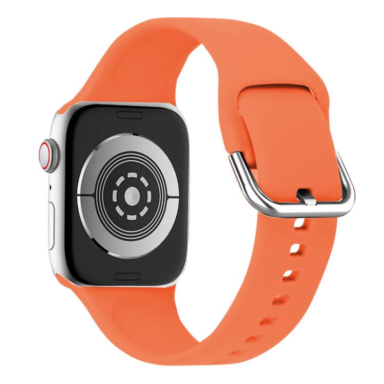 For Apple Watch 42mm / 41mm / 40mm / 38mm Kalebol Metal Pin Buckle Silicone Watch Band(Orange) - Watch Bands by Kalebol | Online Shopping South Africa | PMC TechLife | Buy Now Pay Later Mobicred