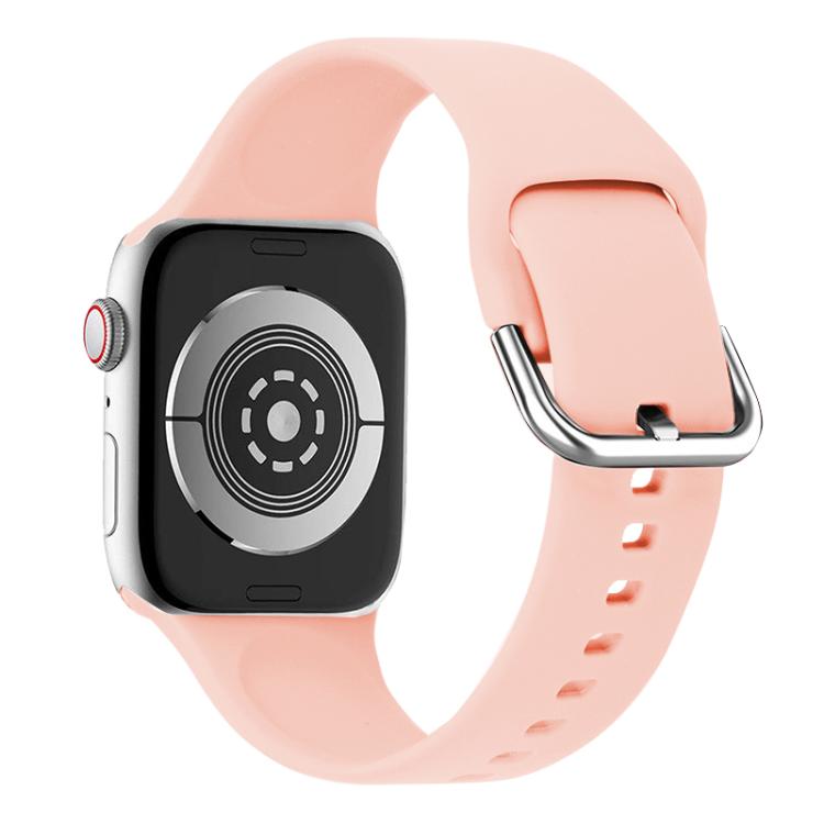 For Apple Watch 42mm / 41mm / 40mm / 38mm Kalebol Metal Pin Buckle Silicone Watch Band(Pink)