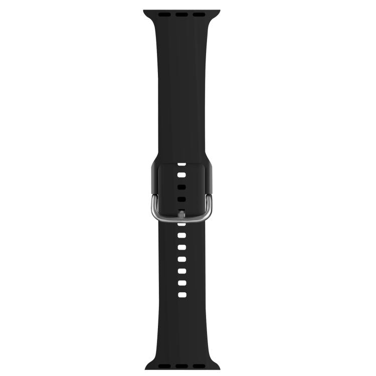 For Apple Watch 42mm / 41mm / 40mm / 38mm Kalebol Metal Pin Buckle Silicone Watch Band(Black)