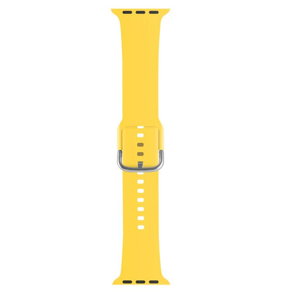 For Apple Watch 42mm / 41mm / 40mm / 38mm Kalebol Metal Pin Buckle Silicone Watch Band(Yellow)