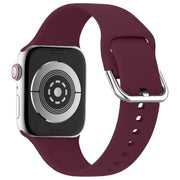 For Apple Watch 42mm / 41mm / 40mm / 38mm Kalebol Metal Pin Buckle Silicone Watch Band(Wine Red)