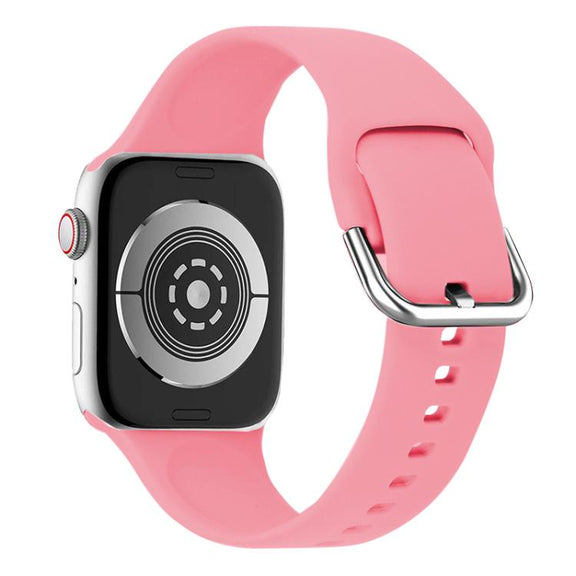 For Apple Watch 42mm / 41mm / 40mm / 38mm Kalebol Metal Pin Buckle Silicone Watch Band(Bright Pink)