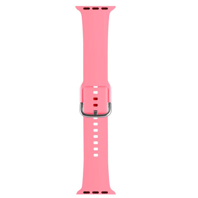 For Apple Watch 42mm / 41mm / 40mm / 38mm Kalebol Metal Pin Buckle Silicone Watch Band(Bright Pink)