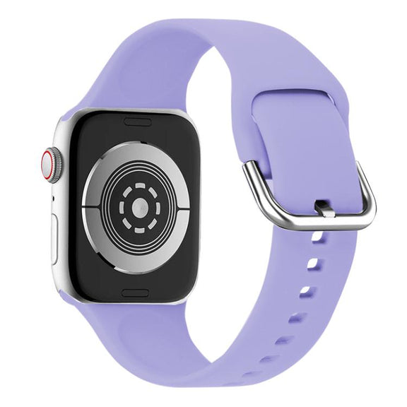 For Apple Watch 42mm / 41mm / 40mm / 38mm Kalebol Metal Pin Buckle Silicone Watch Band(Light Purple)